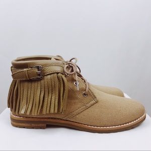 Michael Kors Woven Linen and Leather Fringe Shoes